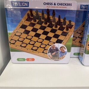 Chess & Checkers Set - Brown and Black